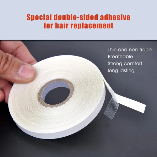 Miniatura 3 de 5/16"(0.8cm)*12 yardas Cinta para extensiones de cabello con cinta adhesiva de doble cara para extensiones de cabello (blanco)