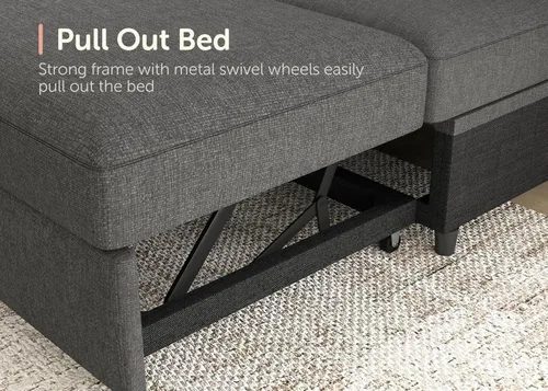 Miniatura 6 de HONBAY Sofá Seccional Sleeper con Cama Extraíble Sofá Seccional en Forma de U Cama Sleeper con Chaise de Almacenamiento Sofá Seccional Sleeper de 6