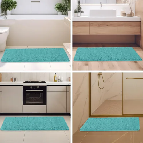 Miniatura 515 de Alfombra de baño pequeña de 12 x 18 pulgadas, lavable y absorbente, antideslizante, alfombra de baño de felpilla gruesa y suave para baño, ducha
