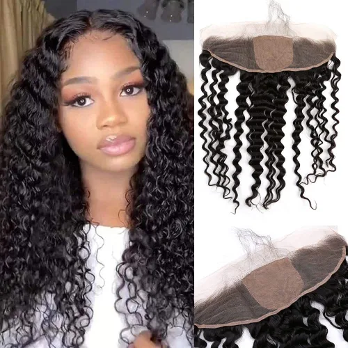 Miniatura 10 de Un donante de grado superior 13x4 base de seda cierre frontal de encaje cabello humano con cabello de bebé ondulado brasileño virgen cierre de pelo