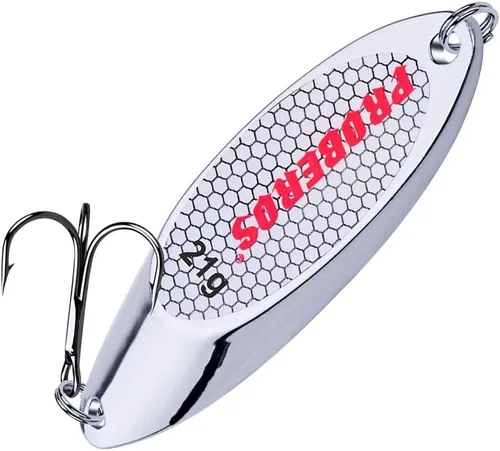 Miniatura 33 de PROBEROS Cucharas de pesca señuelos cebos para lubina, aparejos de cebo de jigging con ganchos agudos, cuchara de metal duro, señuelo de pesca