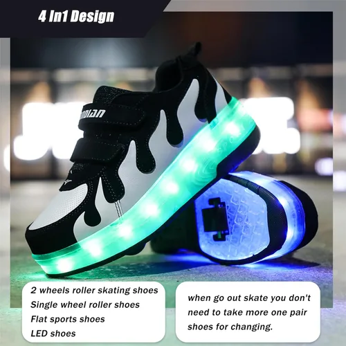 Miniatura 5 de AIkuass Zapatos con ruedas LED y USB recargables, zapatillas de patinaje con luces para niños y niñas