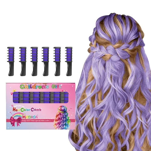 Peine de tiza para el cabello, tinte de color brillante, temporal, lavable, para niñas de 4, 5, 6, 7, 8, 9, 10 años, para fiestas, cumpleaños, Año