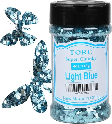 TORC Brillantina gruesa azul verde azulado de 4 onzas para resina, manualidades, arte de uñas, cosméticos, festivales, maquillaje, 1/10 (0.098 in)