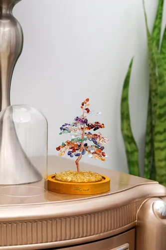 Miniatura 9 de Árbol de la vida de cristal curativo de 7 chakras hecho a mano para decoración del hogar y la oficina, árbol bonsái de dinero Feng Shui