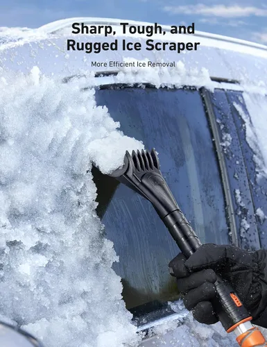 Miniatura 5 de AstroAI Raspadores de hielo de 39.37" para parabrisas de automóvil y cepillo de nieve con agarre de espuma y cabezal de cepillo giratorio de 360°