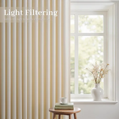Miniatura 7 de 2 paneles de cortinas plisadas de lino beige de 84 pulgadas de largo, para dormitorio y sala de estar, cortina plisada con ganchos y pestaña trasera