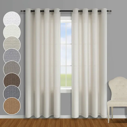 Miniatura 12 de KOUFALL - Cortinas transparentes con aspecto de lino