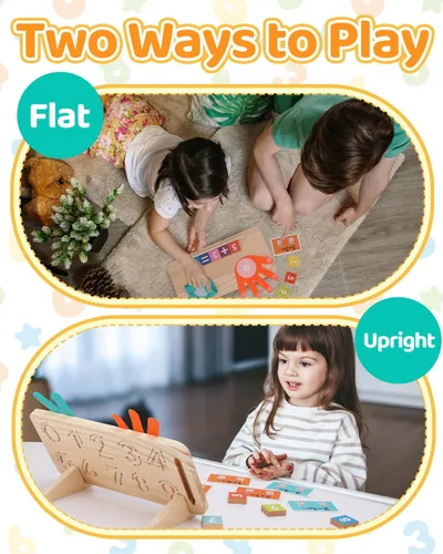 Miniatura 4 de Juguetes de aprendizaje Montessori para niños pequeños de 2 a 4 años, tablero de doble cara para contar con los dedos y trazar números, bloques