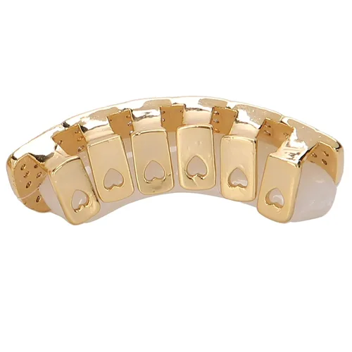 Miniatura 5 de Rejillas de dientes de cobre chapado en frío, oro plateado, dientes de diamante helados para hombres y mujeres rapero traje dientes joyería