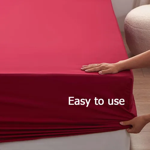 Miniatura 7 de Bedding Sábana bajera ajustable de tamaño Queen, sábana bajera para colchón de 15 pulgadas de profundidad, suave y microfibra, resistente al Rojo