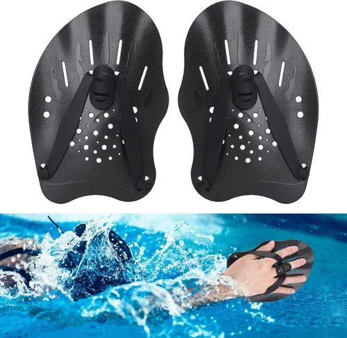 Hianjoo Aletas de Mano para Natación para Adultos y Jóvenes (1 Par), Aletas de Natación de Fuerza de Entrenamiento para Piscina, Accesorios de