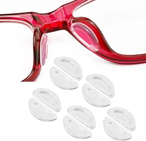 Miniatura 10 de Almohadillas de nariz para gafas, 0.079 pulgadas de grosor adhesivo antideslizante de silicona para lentes, almohadilla de nariz de silicona suave