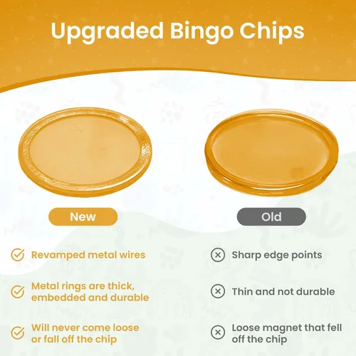 Miniatura 4 de MR CHIPS Varitas magnéticas fabricadas en Estados Unidos y chips de plástico de 3/4 pulgadas con anillos de metal, 100 piezas, bolsa de Amarillo