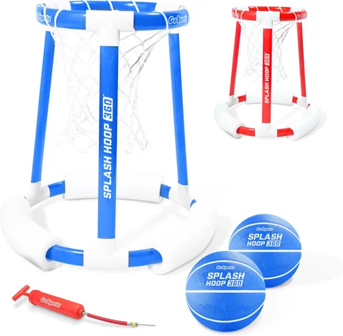 Miniatura 9 de GoSports Splash Hoop 360 - Juego de baloncesto flotante para piscina - Elija rojo o azul - Incluye aro, 2 pelotas y bomba