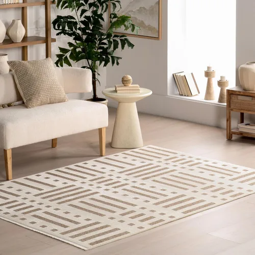 Miniatura 26 de Nuloom Versa Kirby - Alfombra de área color crema, 4 x 6 pies, azulejos, suave y acogedora, con alto tráfico, resistente a las manchas, fácil