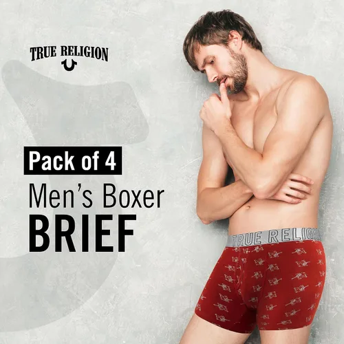 Miniatura 3 de True Religion Calzoncillos tipo bóxer de algodón elástico para hombre, paquete de 4