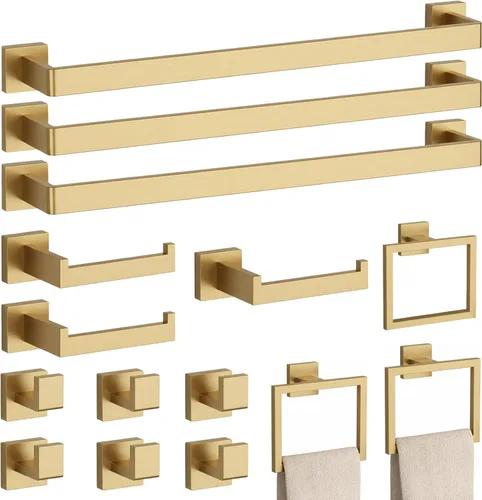 Miniatura 15 de Juego de 5 piezas de accesorios de baño negro mate, juego de barra de toalla de baño de 23.6 pulgadas, juego de hardware de baño de acero inoxidable