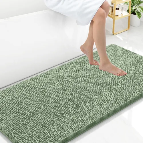 Miniatura 22 de Arotive Alfombras de baño de felpilla extrasuaves y absorbentes, de 24 x 16 pulgadas, lavables a máquina, parte trasera de goma antideslizante