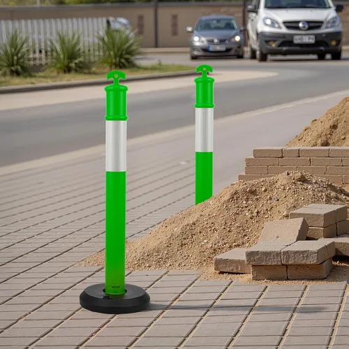 Miniatura 8 de VEVOR Paquete de 3 postes de delineador de tráfico, conos de seguridad de tráfico de 48 pulgadas con base rellenable y tiras reflectantes, postes
