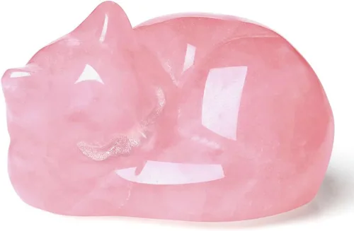 Miniatura 7 de LAIDANLA Estatua de gato dormido de obsidiana negra, cristales curativos tallados a mano, bonita escultura de figura de gatito de 1.6 pulgadas