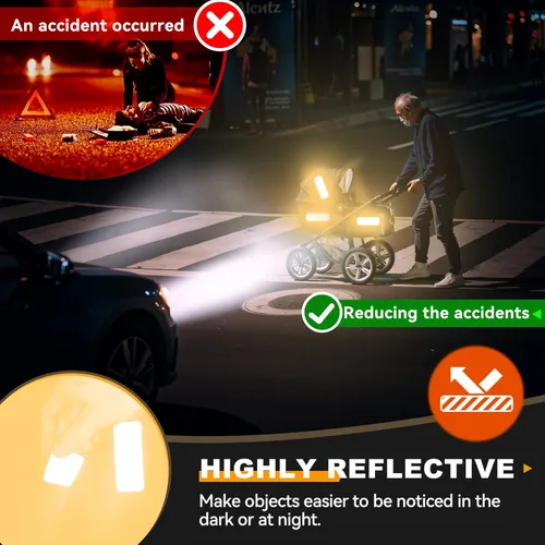 Miniatura 2 de PHIXBEAR 20 piezas calcomanías reflectantes súper reflectantes hechas de 3M 823i, cinta reflectante de seguridad para automóvil, bicicleta, buzón