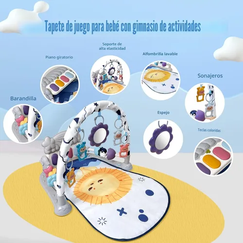 Miniatura 2 de Cuterabit Tapete de gimnasio para bebés, centro de actividades de gimnasio para bebés, piano para patear y jugar con música y luz, juguetes para Gris