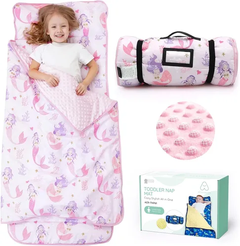 Miniatura 9 de ACRABROS Toddler Nap Mat with Pillow and Blanket, Large Rolled Napping Mats,Slumber Bags for Boys Girls,Kids Sleeping Bag for Daycare, Preschool
