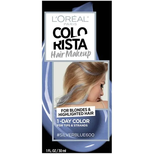 Miniatura 16 de L'Oreal Paris - Maquillaje temporal para el cabello de 1 día para morenas, azul 60, 1 onza líquida