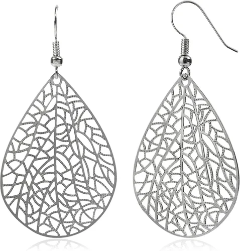 Miniatura 7 de 14K Gold Plated Silver Rose Gold Teardrop Filigree Dangle Earrings Lightweight Leaf Drop Earrings for Christmas Gift