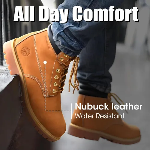 Miniatura 6 de Botas de trabajo para hombre de aceropunta suave, antideslizantes, de goma, resistentes a la construcción, aceite industrial, botas de construcción