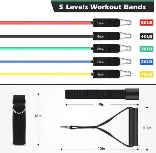 Miniatura 4 de WHATAFIT Bandas de resistencia, bandas de ejercicio, bandas de resistencia para entrenamiento, bandas de entrenamiento con asas para hombres