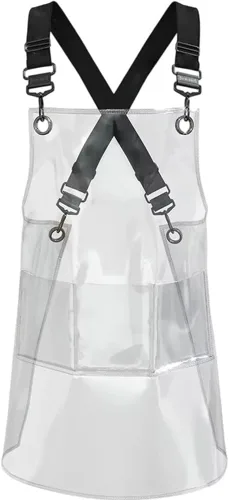 Delantal transparente impermeable de TPU delantales unisex ajustable babero cocina cocineros trabajo delantal para cosmetología cafetería, pintura,