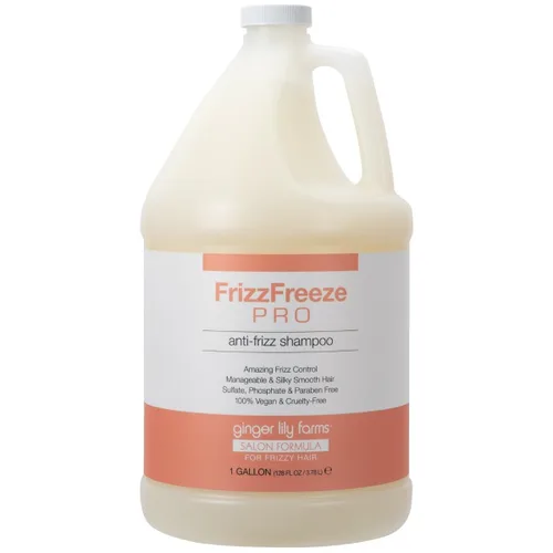 Ginger Lily Farms Salon Formula FrizzFreeze Pro Champú antiencrespamiento para cabello encrespado, 100% vegano y libre de crueldad, 1 galón (128 fl