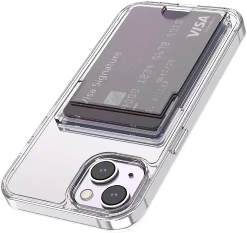 Miniatura 22 de 【Actualización】 Funda tipo cartera transparente para iPhone 13, antiamarilleo, delgada, parachoques de TPU + funda trasera de policarbonato con 2