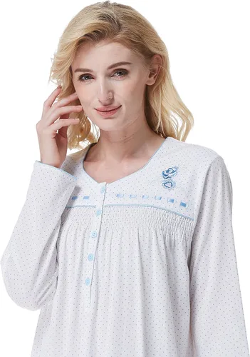 Miniatura 8 de Keyocean - Camisón para mujer, 100% algodón, suave, cálido, cómodo, ropa de dormir y descanso para otoño e invierno