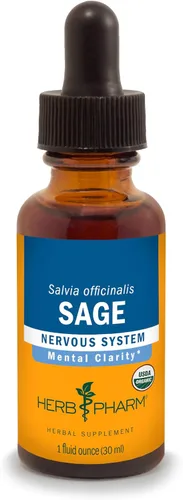 Herb Pharm Extracto de hierbas líquido de salvia: para apoyo de claridad mental y salud cerebral | Certificado orgánico, sin gluten, vegano, sin