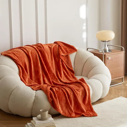 Miniatura 24 de Simple&Opulence Manta naranja quemada para sofá, manta supersuave y esponjosa para mujer, 50 x 60 pulgadas, acogedora y ligera manta de forro polar