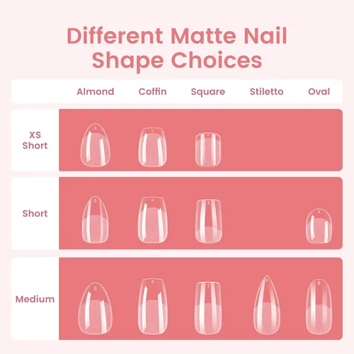 Miniatura 5 de Quaferen Puntas de Uñas de Almendra Medianas: 240pcs Puntas de Uñas Postizas Acrílicas Preformadas Forma de Almendra - 12 Tamaños Gel Suave