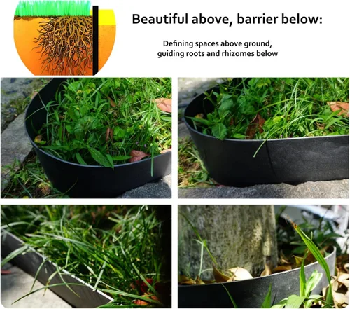 Miniatura 3 de Borde de jardín de plástico negro, bobina de borde de 5 pulgadas de alto, flexible y reforzado con tratamiento anti-UV (20 pies con 6 estacas)