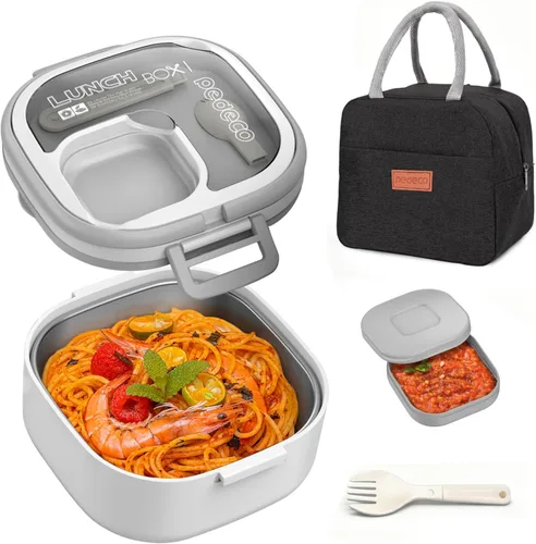 Miniatura 8 de PEDECO Lonchera Bento para adultos y niños, contenedor de comida con un solo compartimento, sin BPA, apta para microondas y lavavajillas
