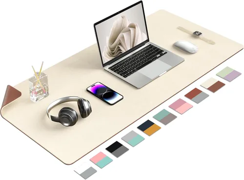 Miniatura 9 de Aothia Alfombrilla de escritorio de piel sintética de doble cara, antideslizante, grande, para mouse y escritorio para oficina, hogar, impermeable