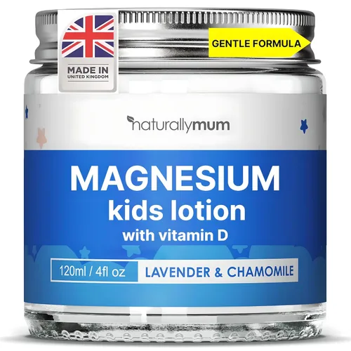 NaturallyMum Loción de magnesio para niños con vitamina D | Apoyo para la salud del sueño, corazón, hueso, nervio, intestino y músculo | Alternativa
