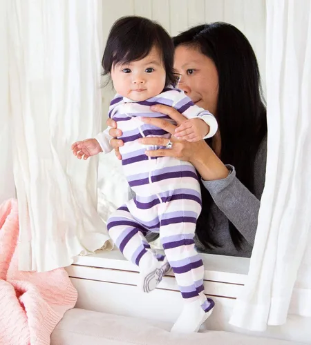 Miniatura 4 de Burt's Bees Baby - Pijama de una pieza de 100% algodón orgánico con cremallera frontal, mameluco de bebé para dormir