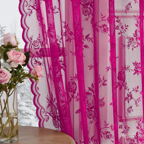 Miniatura 15 de SEEKRIGHT - 2 paneles de cortinas traslúcidas de encaje negro, cortinas góticas florales, cortinas victorianas con bolsillo para cortinero