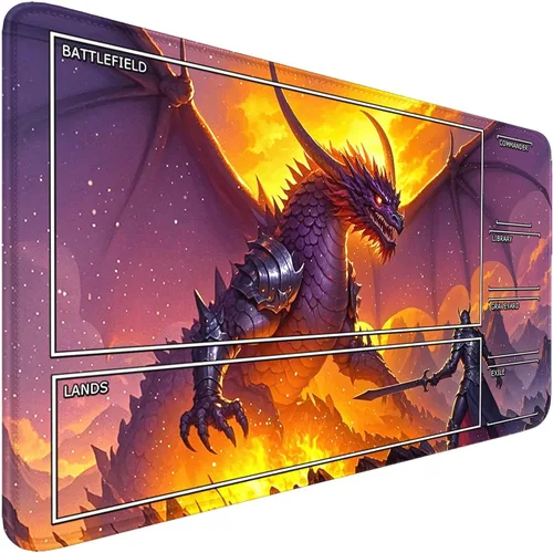 Miniatura 19 de Tapete de juego para MTG, bordes cosidos, TCG, 24 x 14 pulgadas, antideslizante, Dragon MTG, superficie lisa, base de goma, alfombrilla de mouse