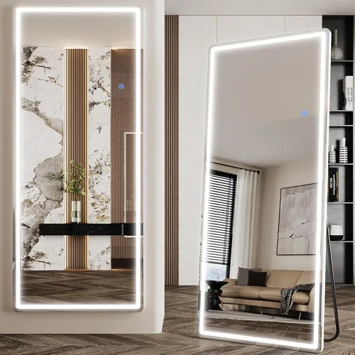 Miniatura 11 de Antok Espejo LED de longitud completa con luz, espejo iluminado de cuerpo completo de 56 x 20 pulgadas con soporte, regulable y iluminación de 3