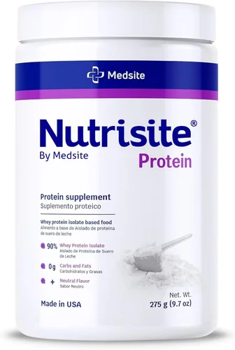 Nutrisite Proteína de suero en polvo 90% – Proteína en polvo sin sabor para niños y adultos, cero carbohidratos, sin gluten y sacarosa, fácil de