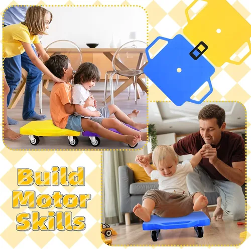 Miniatura 6 de BOBOKA Sports Scooter Board with Handles, Floor Sitting Scooter Board with Non-Marring Plastic Casters for Gym Indoor Outdoor Play, 12 Inches