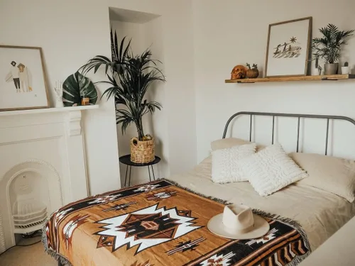 Miniatura 3 de Manta azteca nativa americana, decoración bohemia del suroeste, reversible, con borlas tejidas, mantas y mantas mexicanas para sofá, cama, silla